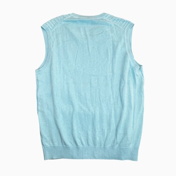 Southern Pines Mens L Light Blue Cable Knit Golf Preppy Sweater Vest 100% Cotton - Picture 2 of 9
